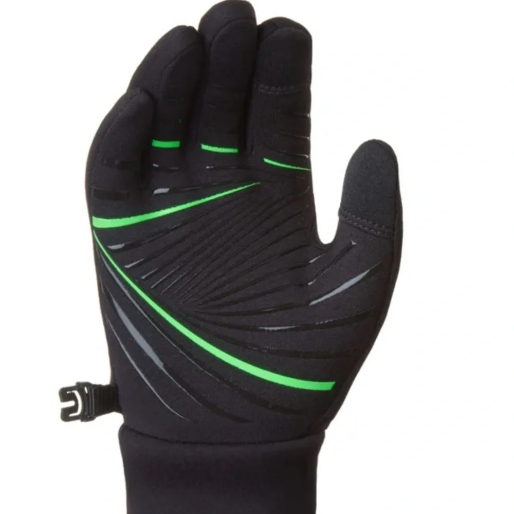 Black and Green Kids Gloves - touchscreen